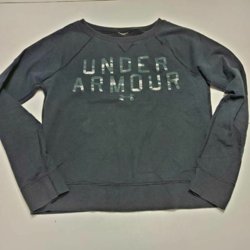 Under Armour Boys Sweatshirt Black Scoop Neck Long Sleeve Fleece Lined S